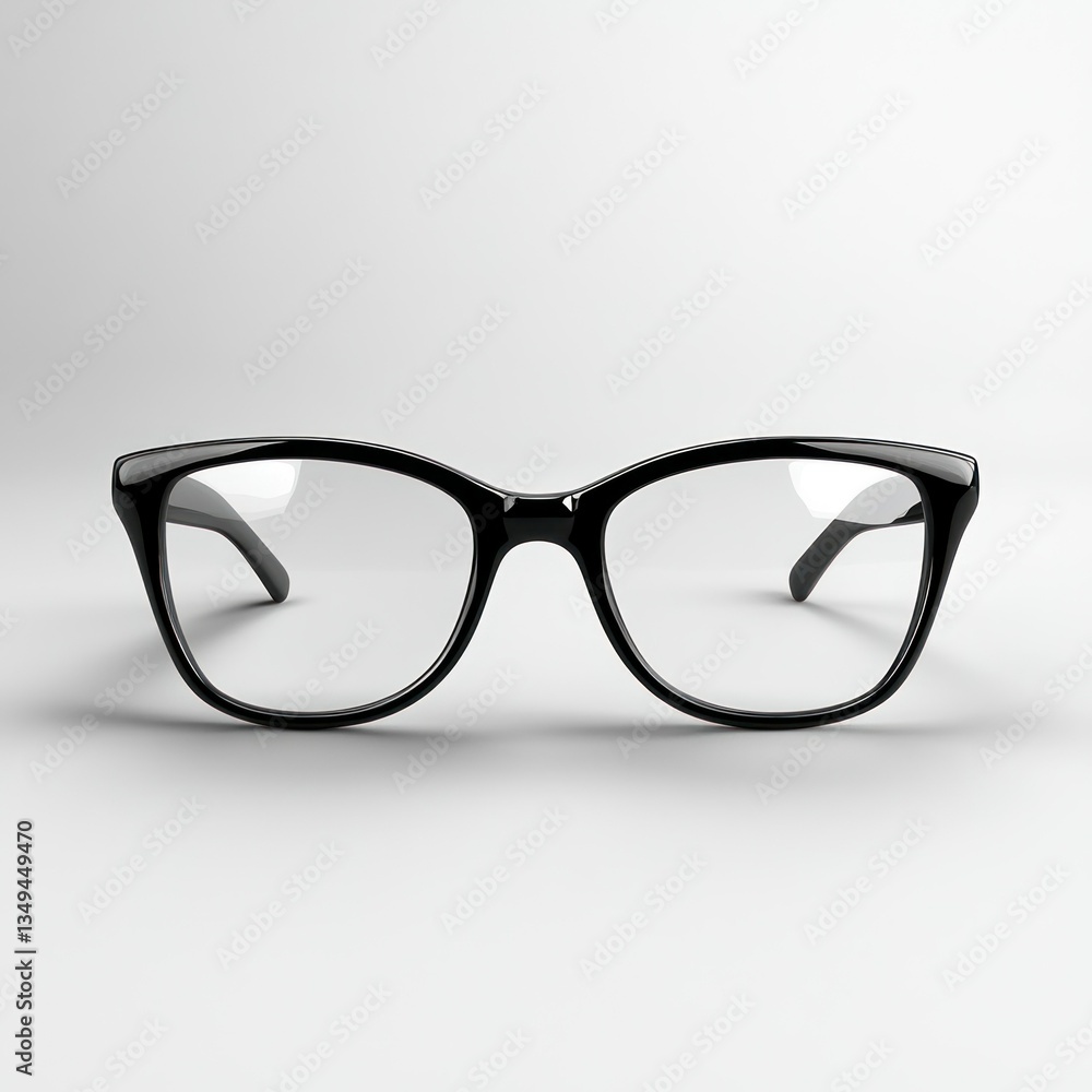 Black eyeglasses on plain white background Black eyeglasses on plain white background