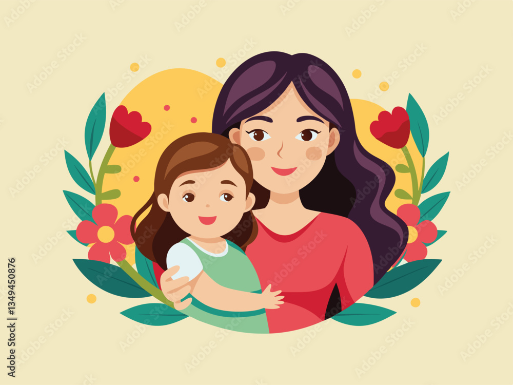 Vector illustration of a Mother and Child Exchanging for Mothers Day Vector illustration of a Mother and Child Exchanging for Mothers Day