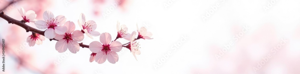 Obraz premium Delicate cherry blossom branches against white background isolated in natural light, blossom, spring, cherry blossoms