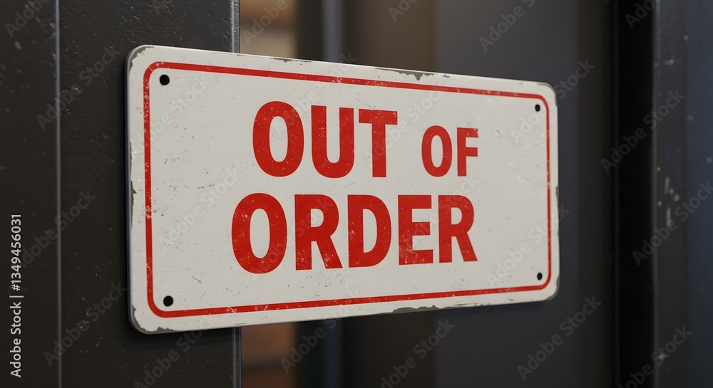 Obraz premium Metal Sign Reads Out of Order Hanging on a Metal Frame