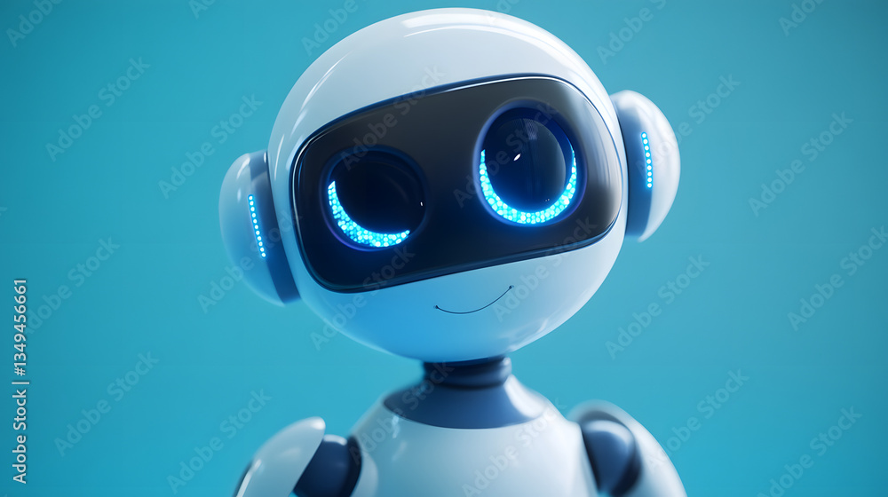 Portrait of a Ai Robot, Artificial intelligence and high Technology, Blue background, 3d graphic illustration Portrait of a Ai Robot, Artificial intelligence and high Technology, Blue background, 3d graphic illustration
