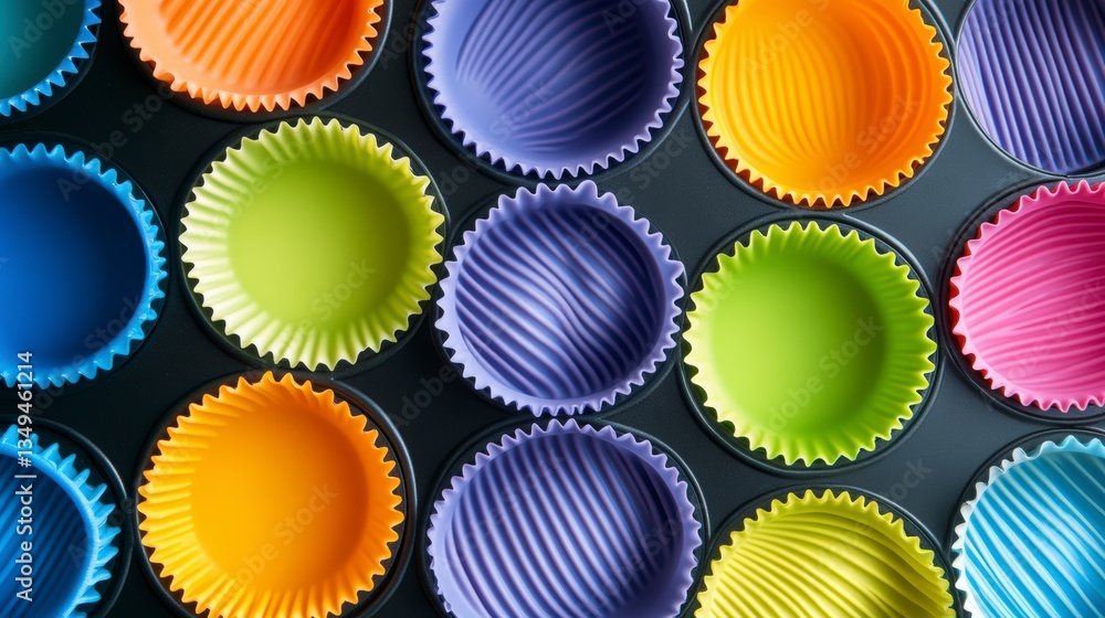 Colorful Cupcake Liners In Baking Pan Colorful Cupcake Liners In Baking Pan