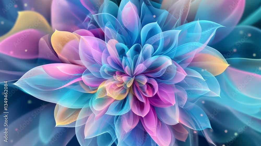 Fototapeta premium Abstract Pastel Flower With Vibrant Blue And Pink Petals