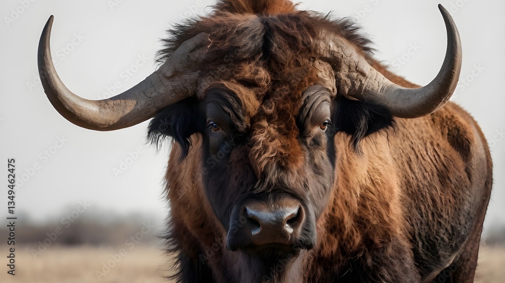 close-up of buffalo with large curved horns
close-up of buffalo with large curved horns