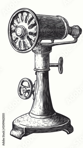 Vintage Manual Meat Grinder Sketch Illustration for Kitchen Decor and Culinary Nostalgia