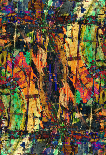 Wallpaper Mural Abstract painting on craft wood paper with brushstrokes of different colors. Illustration for background Torontodigital.ca