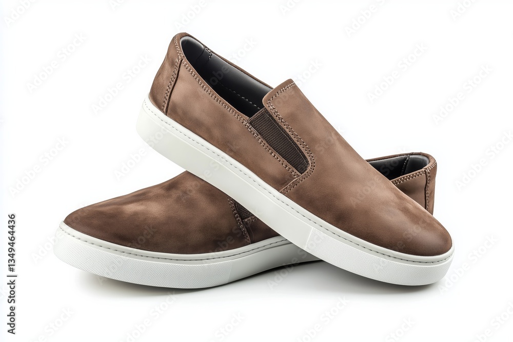 Naklejka premium Textile luxury fashion slip-on sports shoes sneakers for male isolated on white background. Men's casual business shoes. Mock up, template