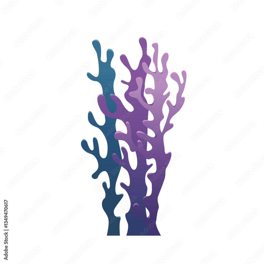 Obraz premium Purple algae. Underwater grass, aquarium seaweed. Vector illustration design element.