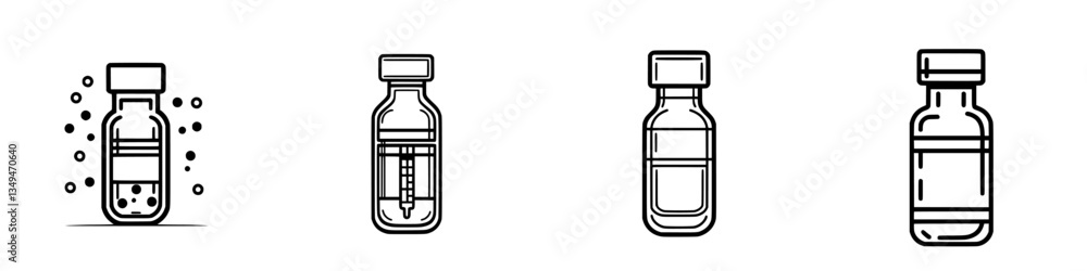 Bottles representing various phases of liquid preparation in a clinical or laboratory setting Bottles representing various phases of liquid preparation in a clinical or laboratory setting