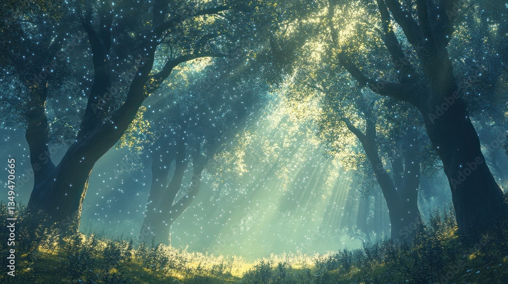 Fototapeta premium Enchanting Firefly Forest