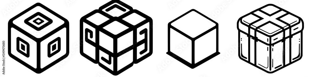 Multiple geometric cubes displayed in a sequence showcasing varying designs and styles for artistic inspiration and creativity exploration Multiple geometric cubes displayed in a sequence showcasing varying designs and styles for artistic inspiration and creativity exploration