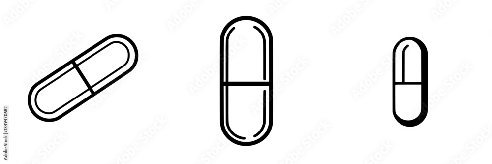Various capsule designs displayed on a simple background highlighting pharmaceutical shapes and colors in a minimalist style Various capsule designs displayed on a simple background highlighting pharmaceutical shapes and colors in a minimalist style