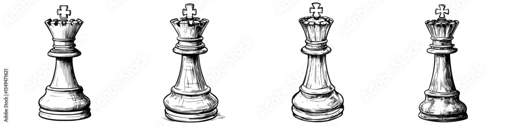 Different views of a chess king piece representing strategic importance and elegance in the game of chess during a friendly match Different views of a chess king piece representing strategic importance and elegance in the game of chess during a friendly match