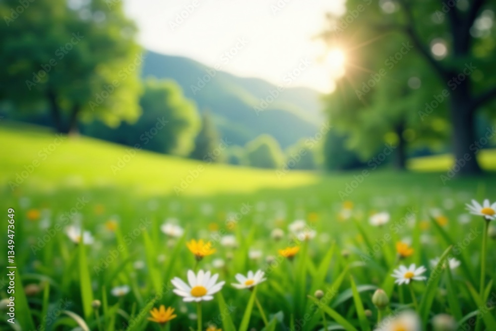 Obraz premium Blurred natural landscape, soft focus, tranquil scene, light, trees, abstract
