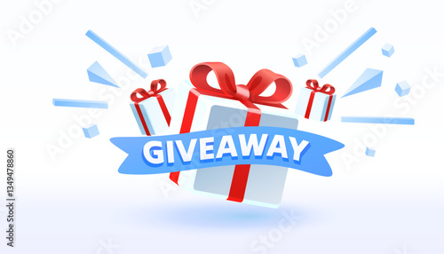 Giveaway gift, shop mega discount, special promo badge. Vector illustration