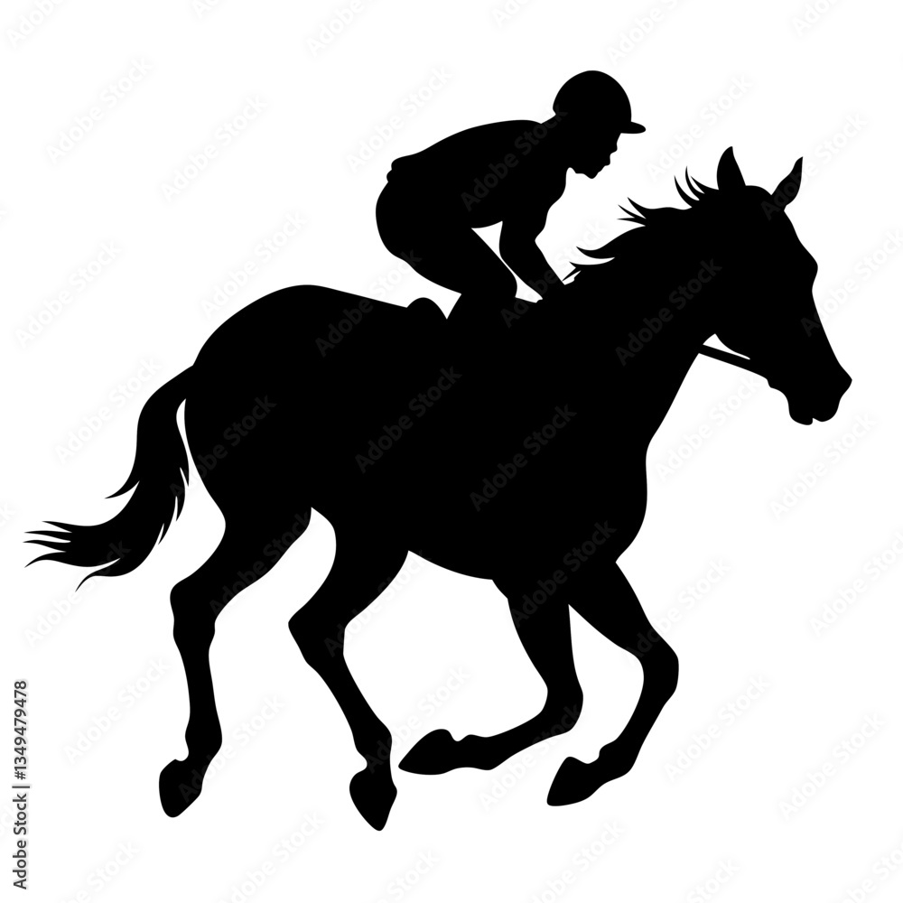 Silhouette of a horse and rider galloping Silhouette of a horse and rider galloping