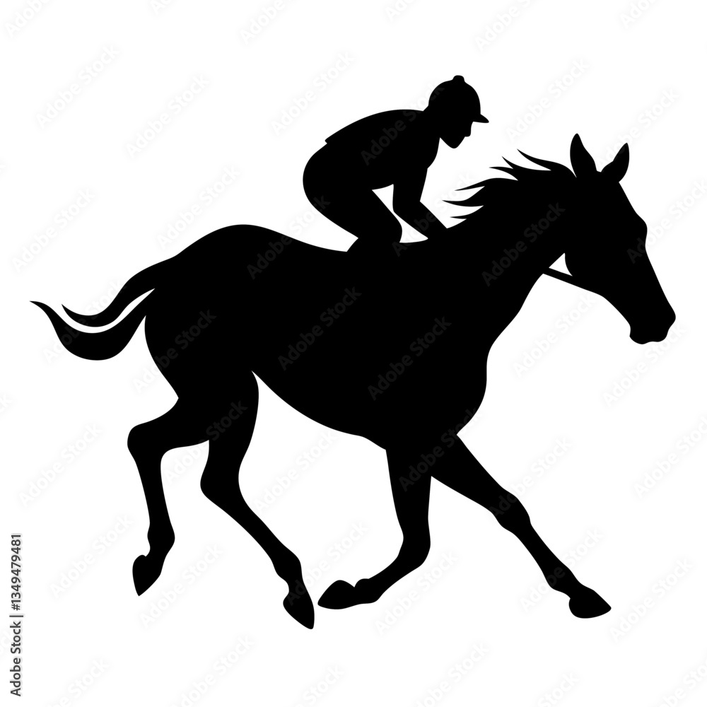 Silhouette of a horse and rider galloping Silhouette of a horse and rider galloping
