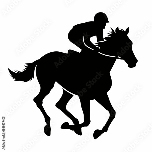 Silhouette of a horse and rider galloping