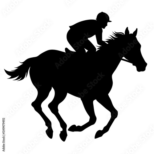 Silhouette of a horse and rider galloping