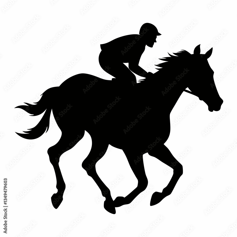 Silhouette of a horse and rider galloping Silhouette of a horse and rider galloping