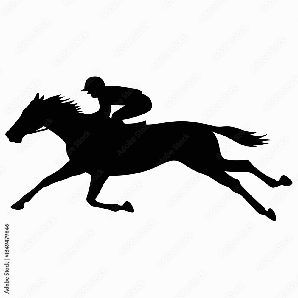 Fototapeta premium Silhouette of a horse and rider galloping