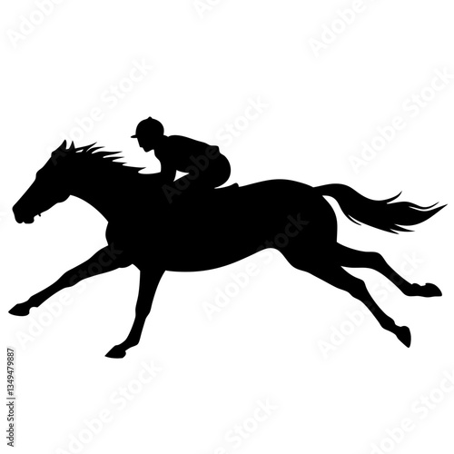 Silhouette of a horse and rider galloping