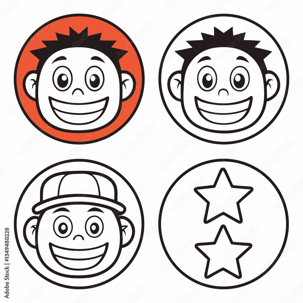 Set of Funny Cartoon Faces Illustration Set of Funny Cartoon Faces Illustration