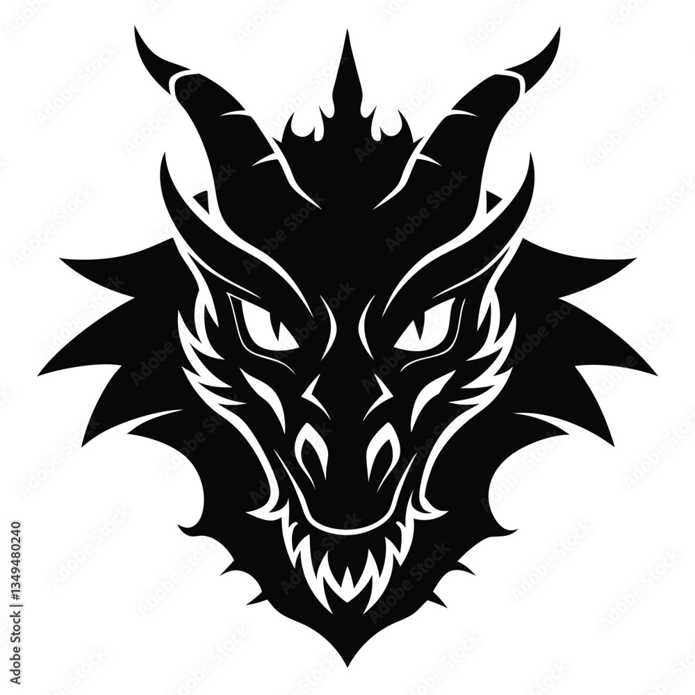 Black and White Wolf Head Silhouette Illustration Black and White Wolf Head Silhouette Illustration