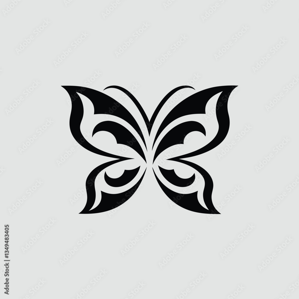 Obraz premium Black and White Butterfly Tattoo Design – Elegant, Symmetrical & Aesthetic Ink Art