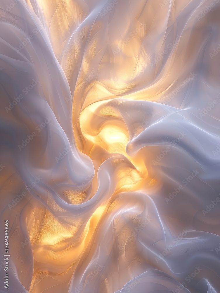 Obraz premium Golden mist blends with white marble, creating ethereal patterns in moody light