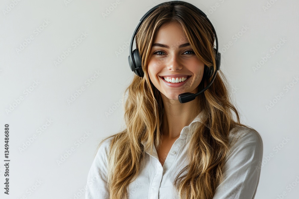 Smiling Customer Support Representative Wearing a Headset Smiling Customer Support Representative Wearing a Headset