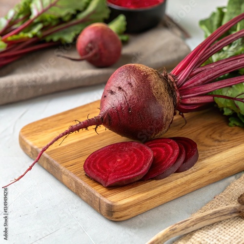 Beetroot with Leaves Isolated on White Background 