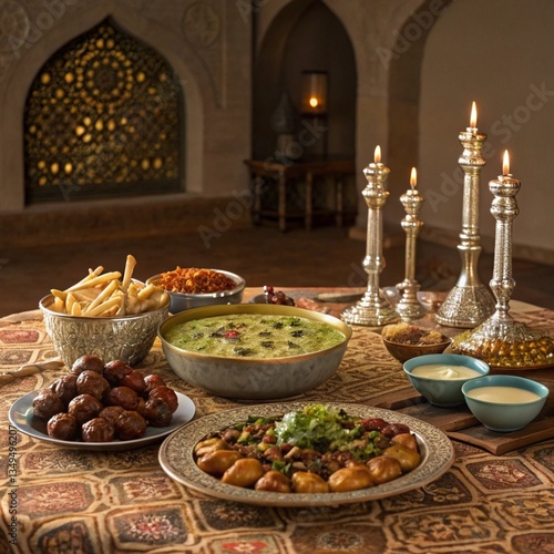 Delicious Iftar Feast with Traditional Ramadan Dishes