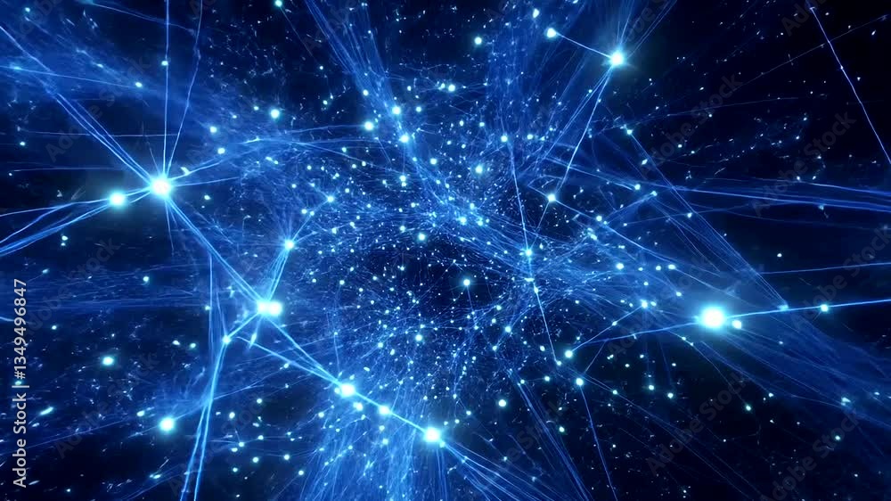 Abstract representation of a cosmic network with glowing stars and interconnected lines Abstract representation of a cosmic network with glowing stars and interconnected lines