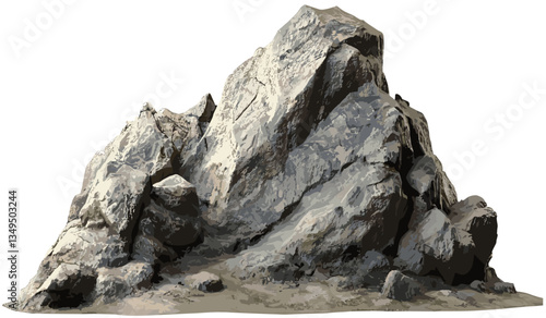 Vector rocks, mountains, transparent backgrounds png, abstract peaks, geometric cliffs, layered hills, 3D terrain shapes, nature scenery, stone formations, minimalist landscape