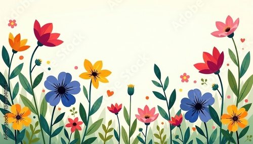 Wallpaper Mural Scattered wildflowers, naive style, light color palette, scattered flowers, summer, illustration Torontodigital.ca