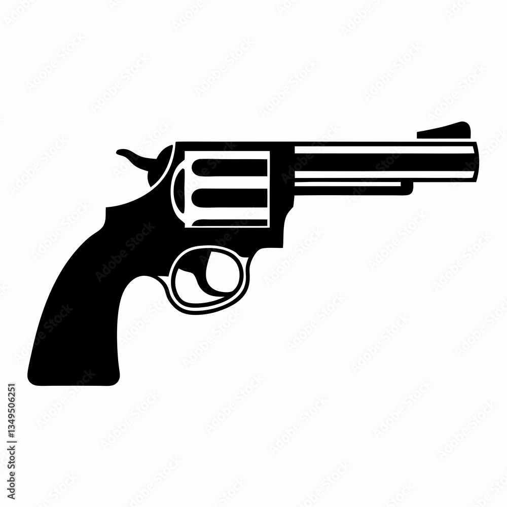 Simple Revolver Gun silhouette Icon Vector Design.