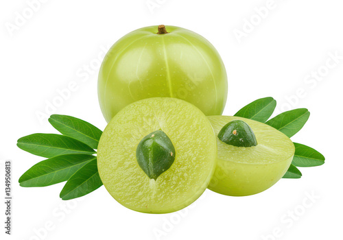 Wallpaper Mural A pair of fresh Indian gooseberries or amla isolated on transparent background Torontodigital.ca
