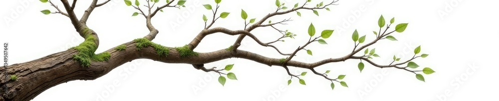Fototapeta premium Twisted tree branch isolated on white background, nature, wood, tree