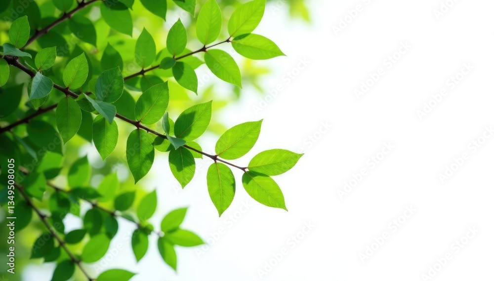 Varying branches with leaves in isolation on white background, isolated, green tree branches, natural Varying branches with leaves in isolation on white background, isolated, green tree branches, natural