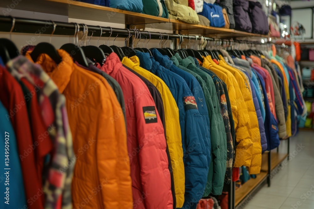 Obraz premium Colorful Winter Jackets Display
