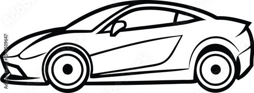 Sports Car Line Art Silhouette, Minimalist Automotive Sketch
