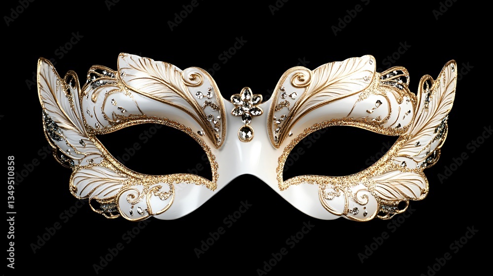 Elegant Venetian Carnival Mask in Gold and White for Masquerade Parties and Festivals Elegant Venetian Carnival Mask in Gold and White for Masquerade Parties and Festivals