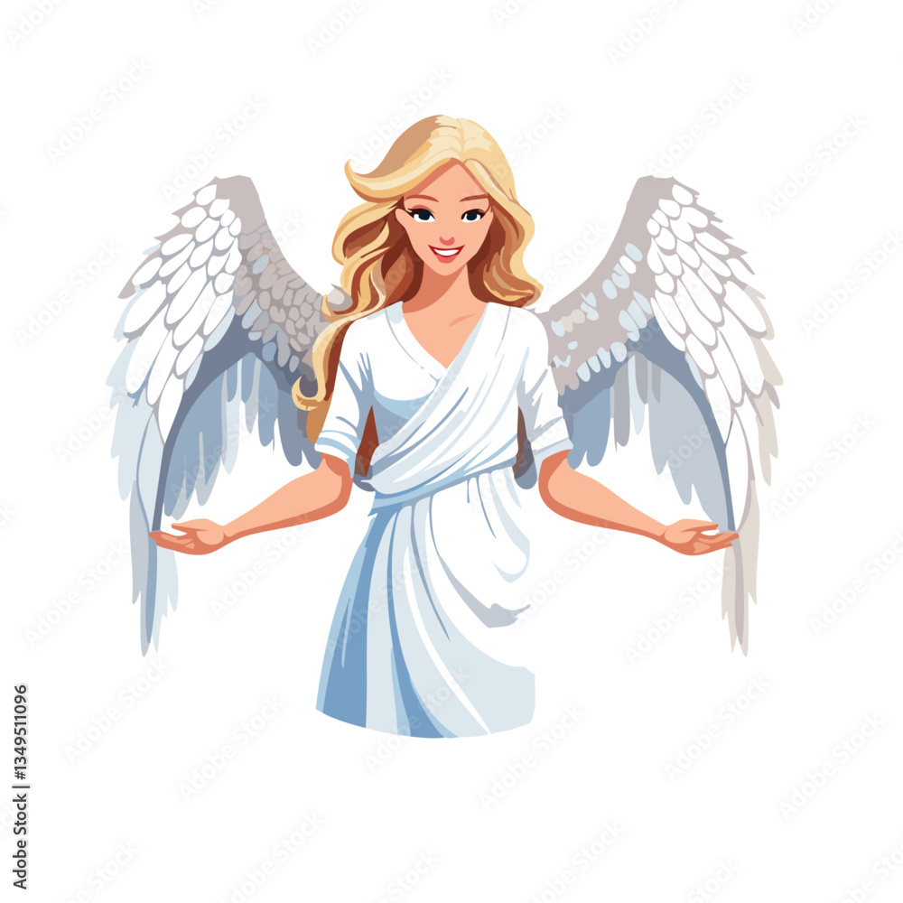 woman angel with wings vector icon design