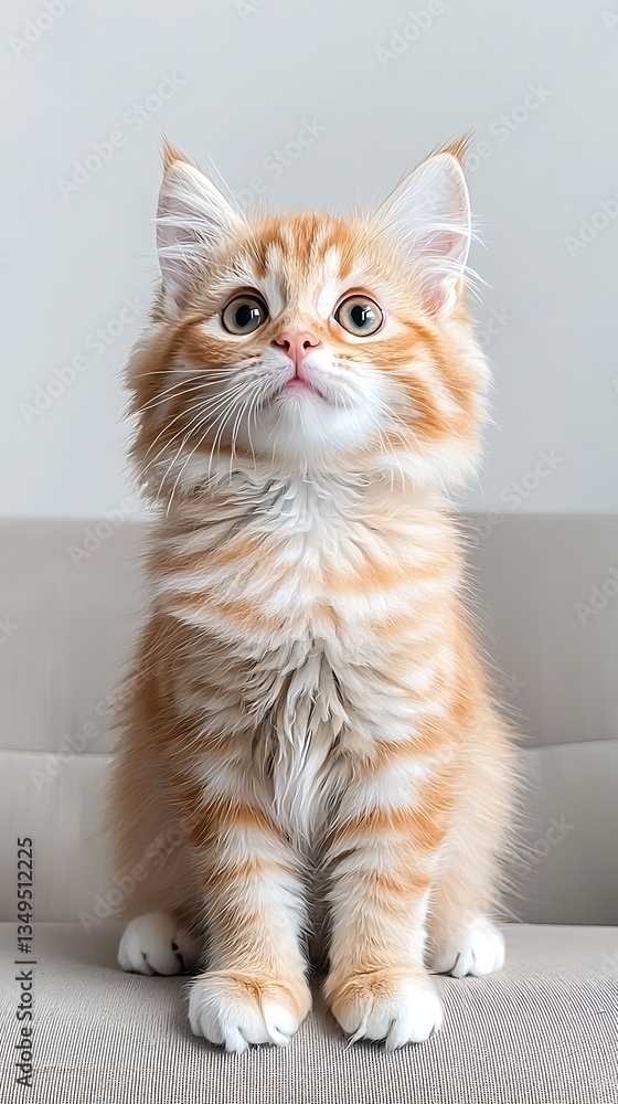 Curious Kitten Gazing Up for Indoor Sofa. Curious Kitten Gazing Up for Indoor Sofa.