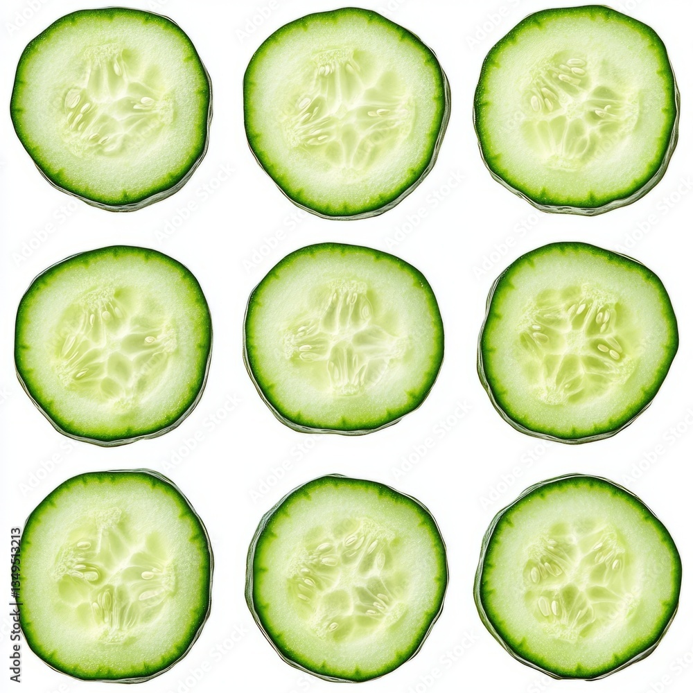 Generic Fresh Cucumber Scene Slices Vegetable Placed Generic Fresh Cucumber Scene Slices Vegetable Placed