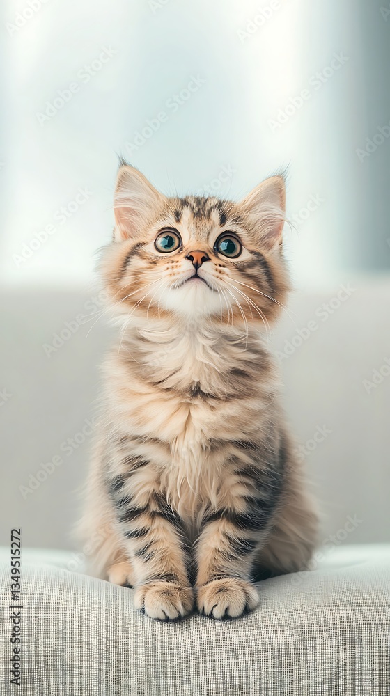 Curious Kitten on Sofa for Indoor Portrait. Curious Kitten on Sofa for Indoor Portrait.