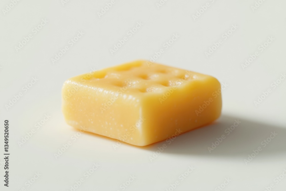 A single, square piece of butterscotch candy with textured surface, isolated on white background. A single, square piece of butterscotch candy with textured surface, isolated on white background.