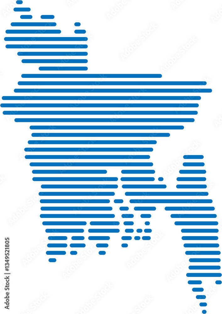 horizontal line drawing of bangladesh map.