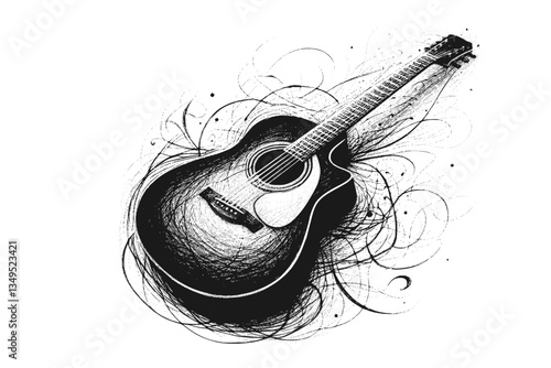 Generative AI: Acoustic Guitar  (Vector Pen Drawing) 